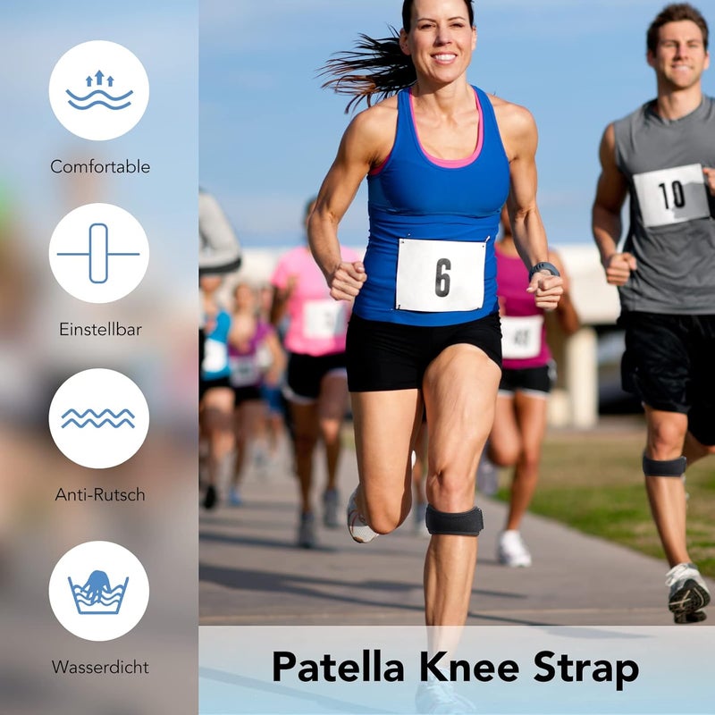 AGPTEK 2 Pack Patella Knee Support Brace Antislip with Silicone Pad for Running Hiking Football Volleyball Tennis Tendonitis Joint Pain etc Black 2 Black One Size - Image 5