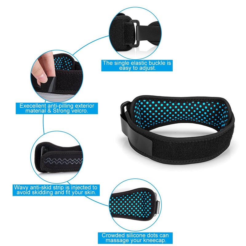 AGPTEK 2 Pack Patella Knee Support Brace Antislip with Silicone Pad for Running Hiking Football Volleyball Tennis Tendonitis Joint Pain etc Black 2 Black One Size - Image 4