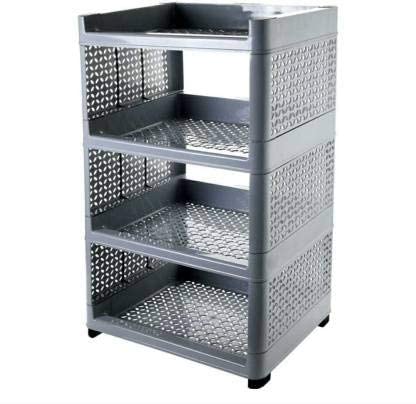 dhavl 4 Layer Multifunctional Plastic Kitchen Storage Shelf Steady Rack Storage Basket Shelf Cabinet Unit Organizer for Living Room Bed Room Study Room Storage Table Multicolour - Image 3