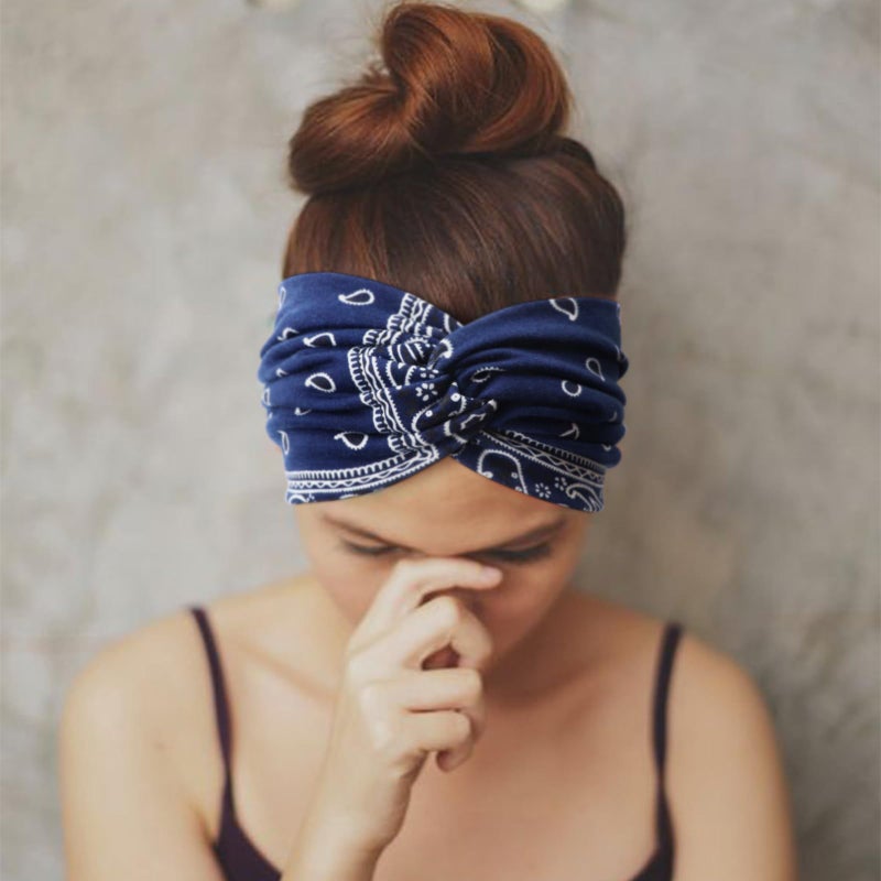 DRESHOW 4 Pack Turban Headbands for Women Wide Vintage Head Wraps Knotted Cute Hair Band Accessories - Image 3