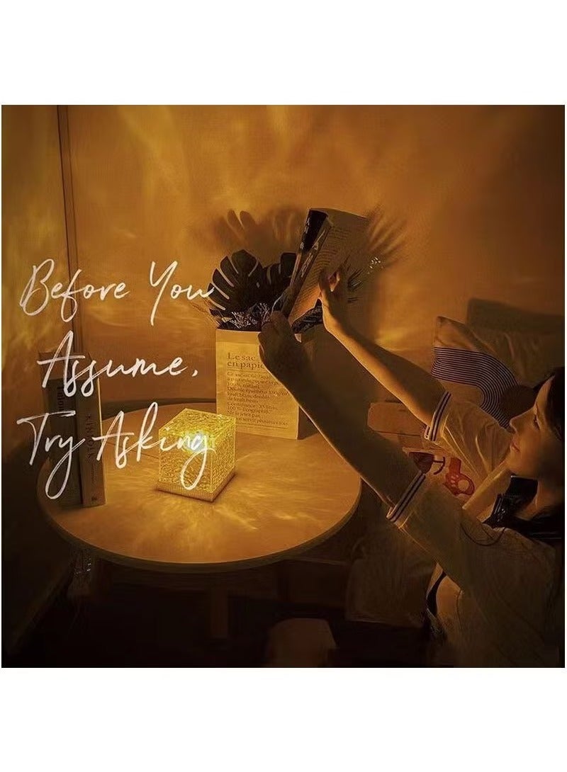 TIGER Square Water Ripple Atmosphere Light – Dynamic Flame Aurora Desk Lamp with 16 Color Options, Wooden Base, Adjustable Brightness – LED Night Light for Home Décor, Bedroom, Living Room, Relaxation, and Ambiance  - Image 2