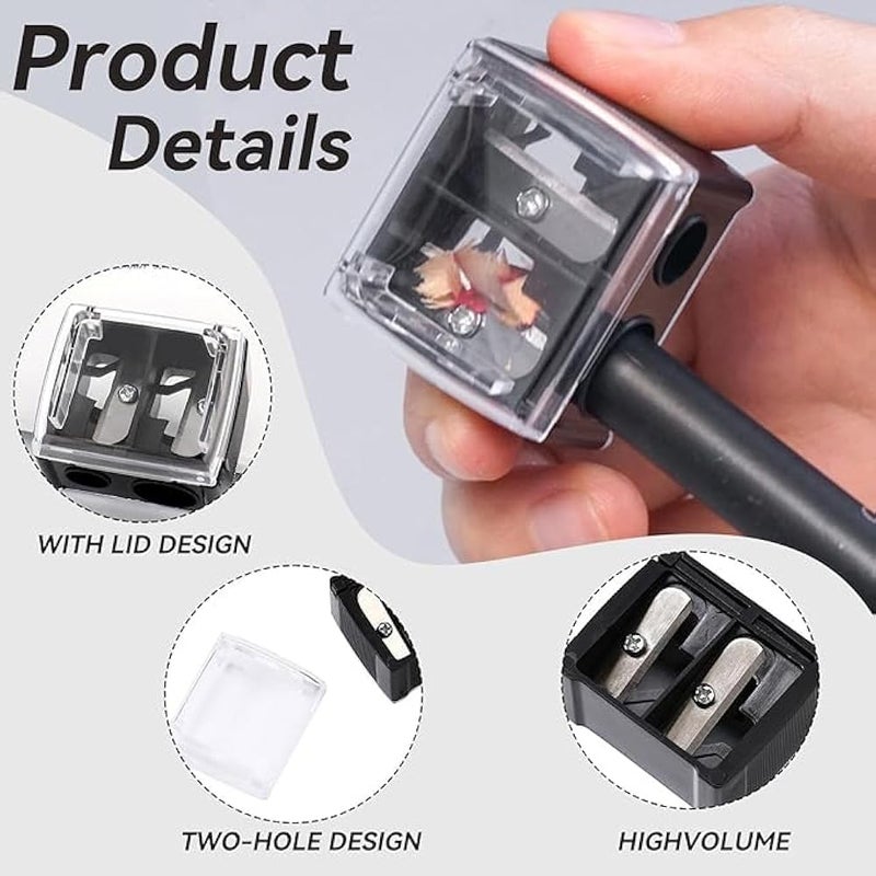 Dual Hole Makeup Pencil Sharpener with Removable Cover – For Eyeliner, Lip Liner & Eyebrow Pencils – Travel-Friendly, 2 Pieces Set - Image 2