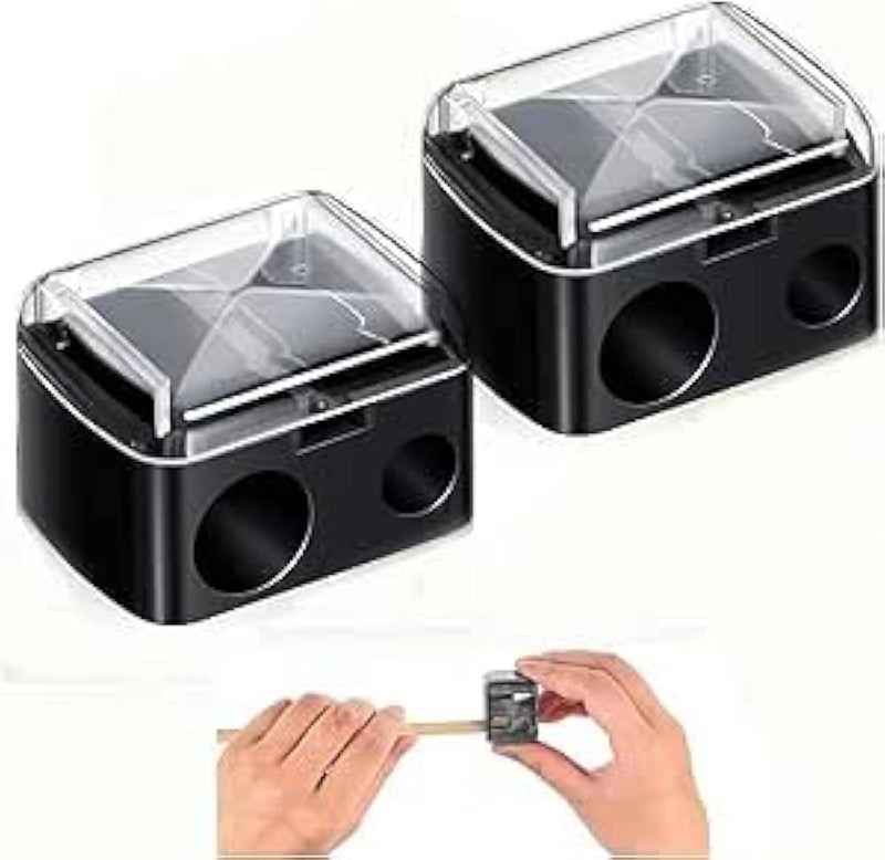Dual Hole Makeup Pencil Sharpener with Removable Cover – For Eyeliner, Lip Liner & Eyebrow Pencils – Travel-Friendly, 2 Pieces Set - Image 1
