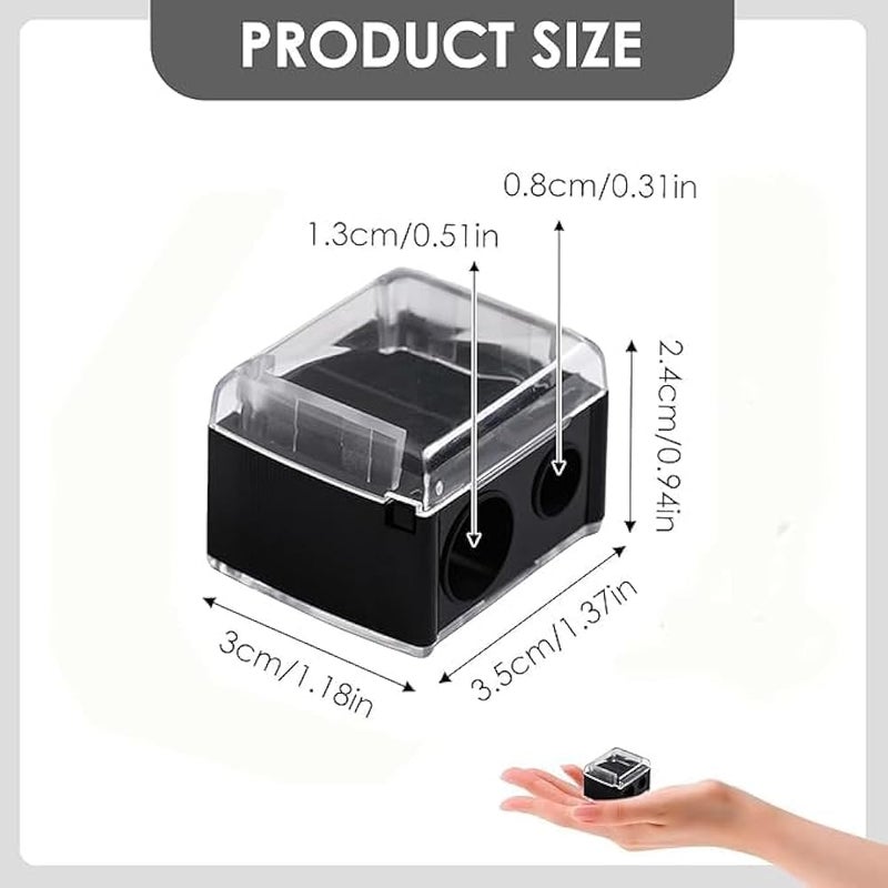 Dual Hole Makeup Pencil Sharpener with Removable Cover – For Eyeliner, Lip Liner & Eyebrow Pencils – Travel-Friendly, 2 Pieces Set - Image 4