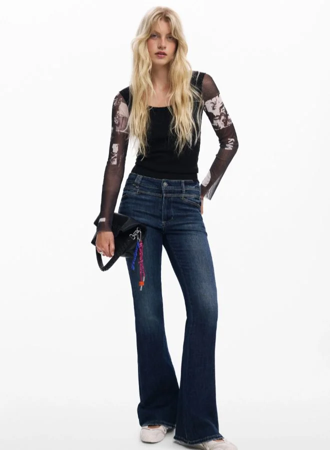 DESIGUAL Chiffon sleeve T-shirt