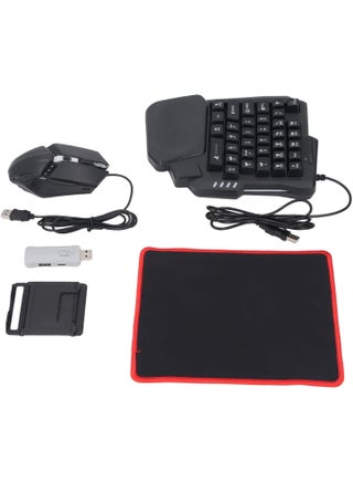 5-in-1 Half-Hand Gaming Keyboard Set Includes Converter Gaming Mouse Adjustable Phone Stand & Mouse Pad for PC and Mobile - view 2