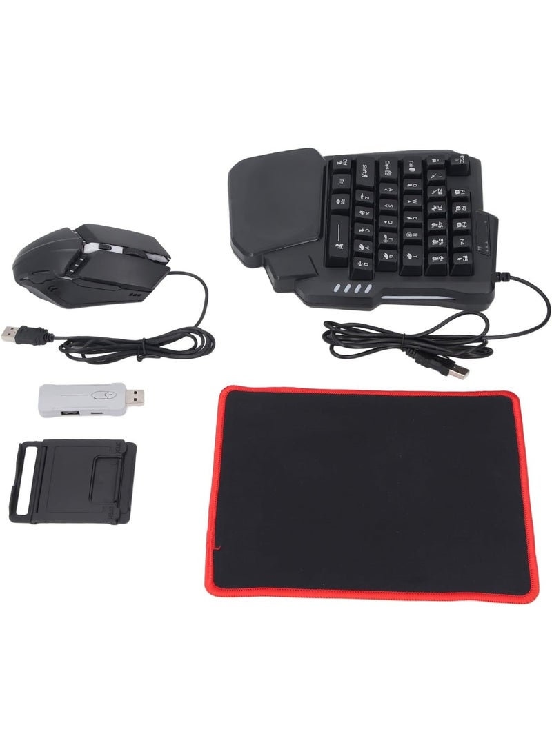 BORTONY 5-in-1 Half-Hand Gaming Keyboard Set Includes Converter Gaming Mouse Adjustable Phone Stand & Mouse Pad for PC and Mobile - Image 2