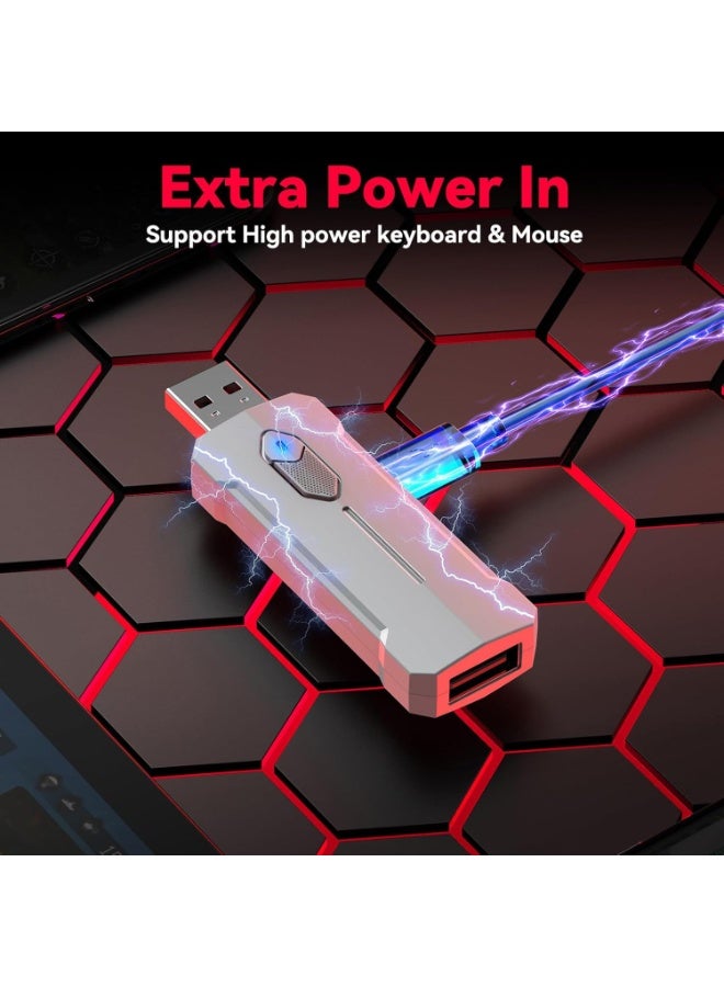 BORTONY 5-in-1 Half-Hand Gaming Keyboard Set Includes Converter Gaming Mouse Adjustable Phone Stand & Mouse Pad for PC and Mobile - Image 3