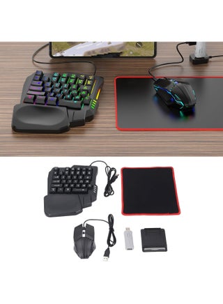 5-in-1 Half-Hand Gaming Keyboard Set Includes Converter Gaming Mouse Adjustable Phone Stand & Mouse Pad for PC and Mobile - view 4