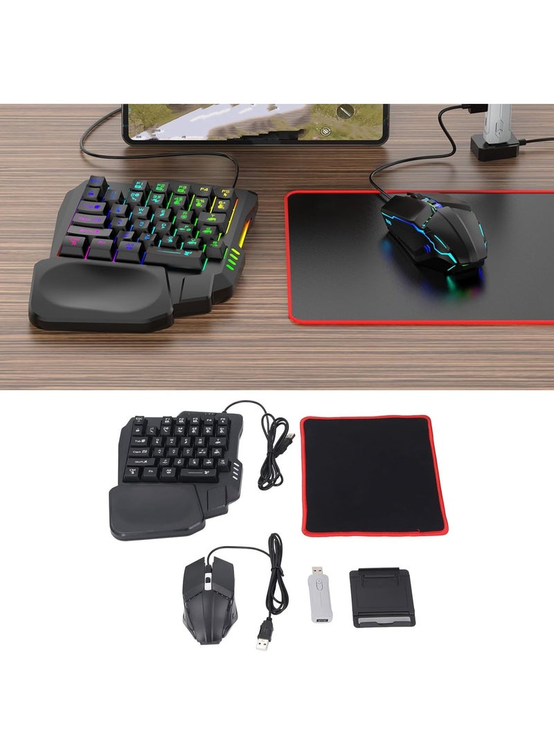 BORTONY 5-in-1 Half-Hand Gaming Keyboard Set Includes Converter Gaming Mouse Adjustable Phone Stand & Mouse Pad for PC and Mobile - Image 4