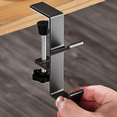 DHVSAM 2Pcs Clamp-On Under Desk Headphone Holder Backpack Hook Students' Desk Hook with Adjustable Arm Clamp Women's Bag Handbag and Purse Holder - Suitable for Plate Between 1-5cm / 0.4-1.96” - Black - Image 4