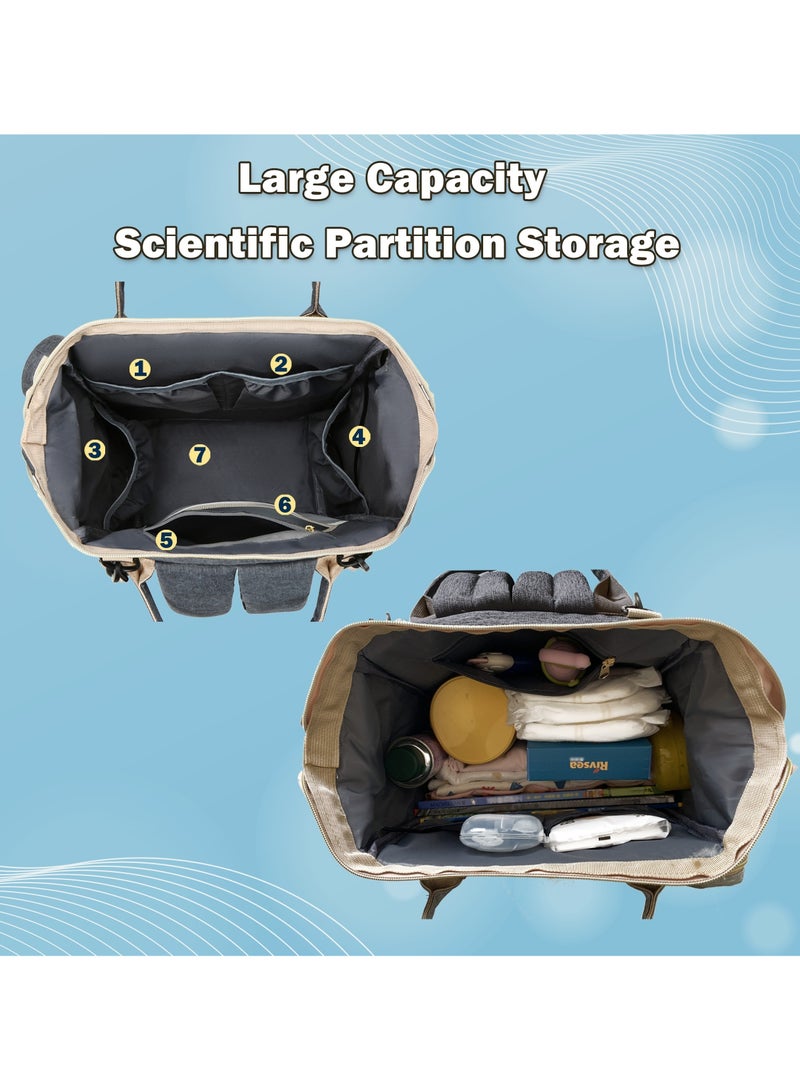 1pc Diaper Bag Backpack, Trendy Bag, Diaper Backpack Bag With A Changing Station, Multifunction Waterproof Large Travel Back Pack, Baby Shower Gift-Pink Gray - Image 5