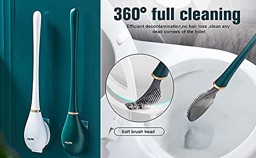 TRENDBIT Toilet Brush and Holder, Silicone Water Drop Toilet Brush and Holder Set, Automatic Opening and Closing, Wall Mounted Deep Cleaning Toilet Bowl Brush for Bathroom(Multi Colour) (Set of 1) - Image 2