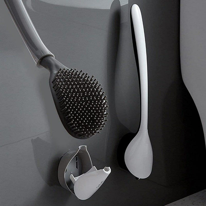 TRENDBIT Toilet Brush and Holder, Silicone Water Drop Toilet Brush and Holder Set, Automatic Opening and Closing, Wall Mounted Deep Cleaning Toilet Bowl Brush for Bathroom(Multi Colour) (Set of 1) - Image 1
