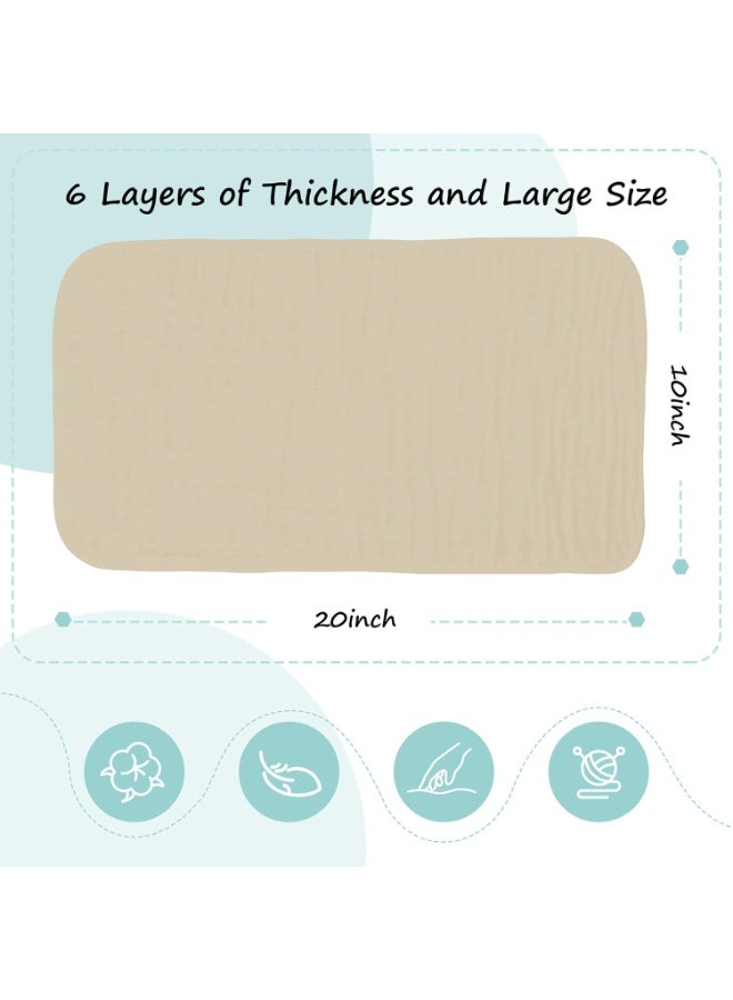 HIPHOP PANDA HIPHOP PANDA 10 Pack 6-Layers Muslin Burp Cloths Large - Durable 100% Cotton - Baby Essentials Extra Absorbent and Soft Boys & Girls Rags for Newborn Registry (Brown, 20" X10")  - Image 3