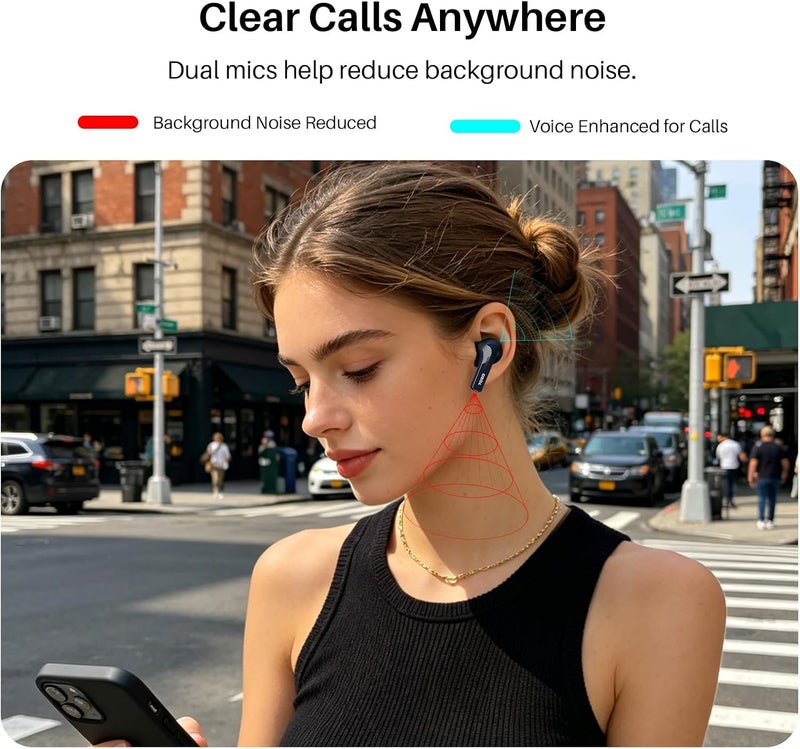 TOZO T20 Wireless Earbuds Bluetooth Headphones 48.5 Hrs Playtime with LED Digital Display, IPX8 Waterproof, Dual Mic Call Noise Cancelling 10mm Broad Range Speakers with Wireless Charging Case Blue - Image 5