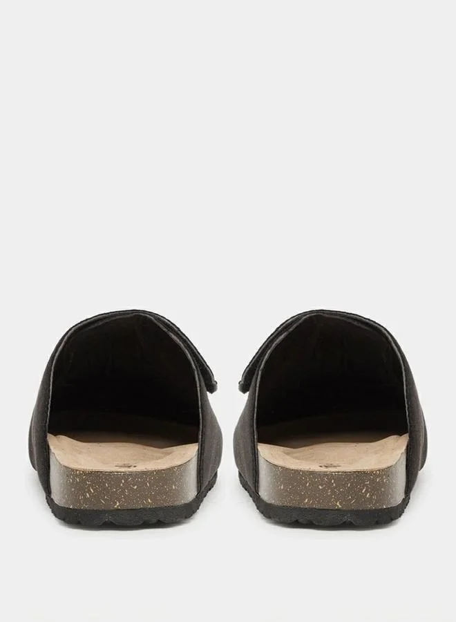 Styli Styli Plain Velcro Detail Faux Suede Clog Sandals