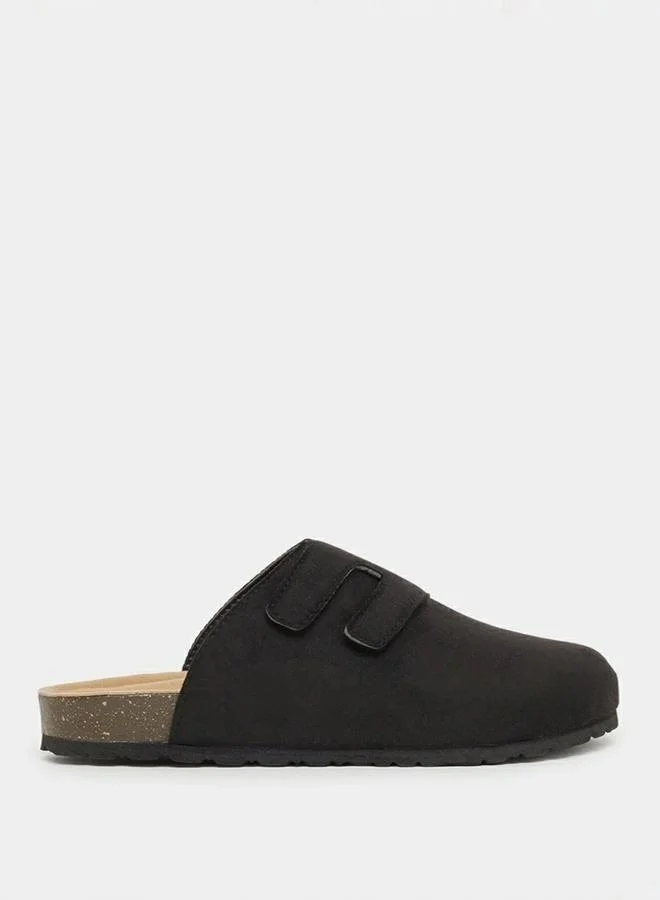 Styli Styli Plain Velcro Detail Faux Suede Clog Sandals