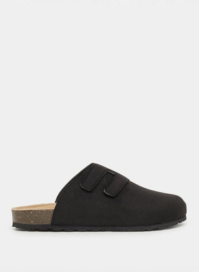 Styli Plain Velcro Detail Faux Suede Clog Sandals - Image 1