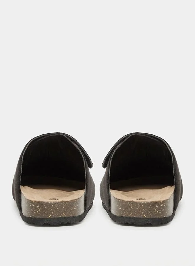 Styli Styli Plain Velcro Detail Faux Suede Clog Sandals