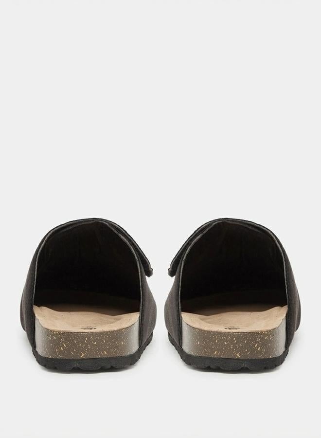 Styli Plain Velcro Detail Faux Suede Clog Sandals - Image 3