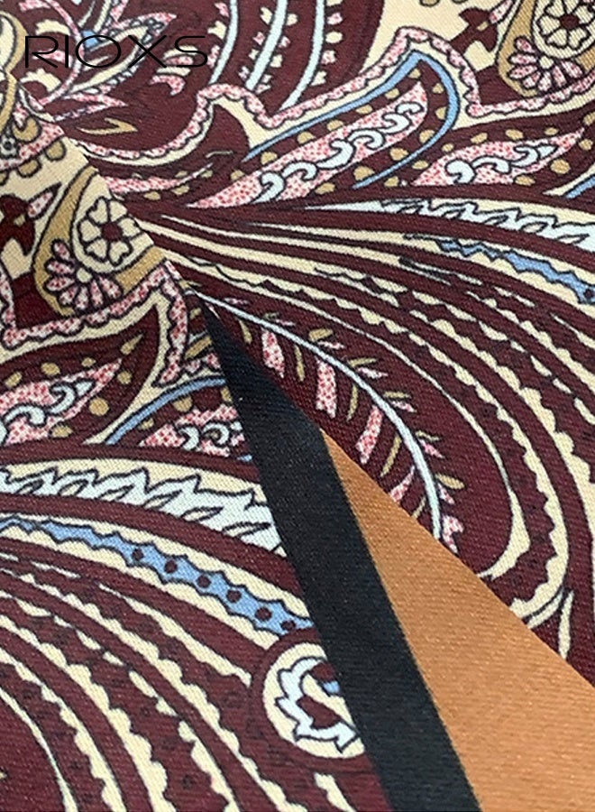 ريوكس وشاح نسائي مغناطيسي من الحرير اللؤلؤي، وشاح أنيق من الساتان للسيدات، وشاح كلاسيكي بطبعة زهور عتيقة، وشاح ناعم ومريح للشعر، وشاحات، إكسسوارات أزياء - Image 3