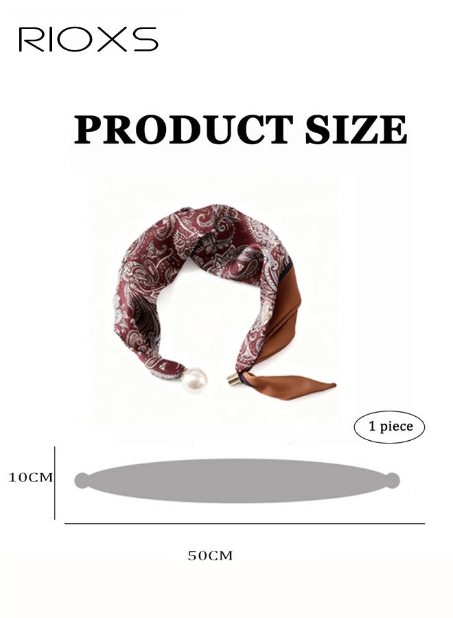 ريوكس وشاح نسائي مغناطيسي من الحرير اللؤلؤي، وشاح أنيق من الساتان للسيدات، وشاح كلاسيكي بطبعة زهور عتيقة، وشاح ناعم ومريح للشعر، وشاحات، إكسسوارات أزياء - Image 5