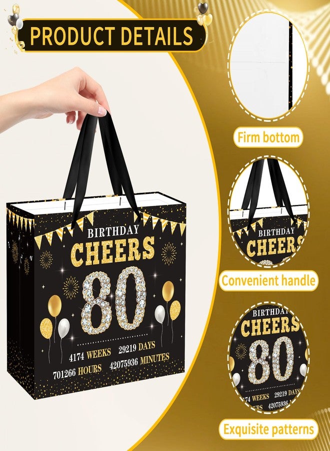 EoBeCy 80th Birthday Gift Bags for Men Women, Back in 1946 Gift Bag with Tissue Paper, Poster and Greeting Card, Black Gold Wrapping Paper for 80 Year Old Birthday Decorations - Image 4