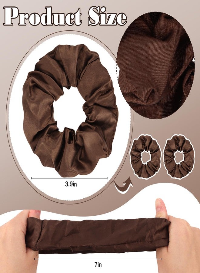 YISSION 20 Pcs Brown Satin Hair Scrunchies for Women Girls Silk Hair Ties Fashion Hair Bands Ponytail Holders Brown Hair Accessories for Women Girls - Image 2