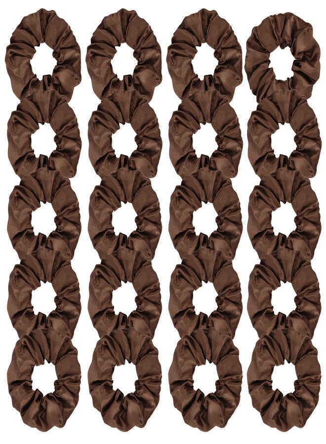 YISSION 20 Pcs Brown Satin Hair Scrunchies for Women Girls Silk Hair Ties Fashion Hair Bands Ponytail Holders Brown Hair Accessories for Women Girls - Image 1