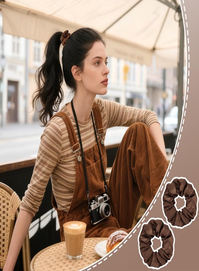 YISSION 20 Pcs Brown Satin Hair Scrunchies for Women Girls Silk Hair Ties Fashion Hair Bands Ponytail Holders Brown Hair Accessories for Women Girls - Image 4