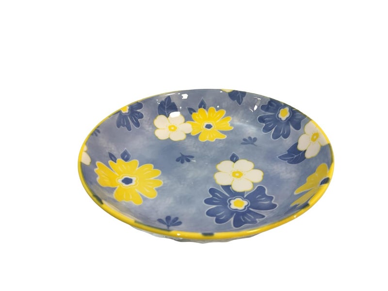 Lemon Tree Snack Serving Plate 20 cm Round Ceramic Deep Salad, Pasta Plate | Dinner Plates for Kitchen Microwave, Dishwasher & Oven Safe (Blue) - Image 4