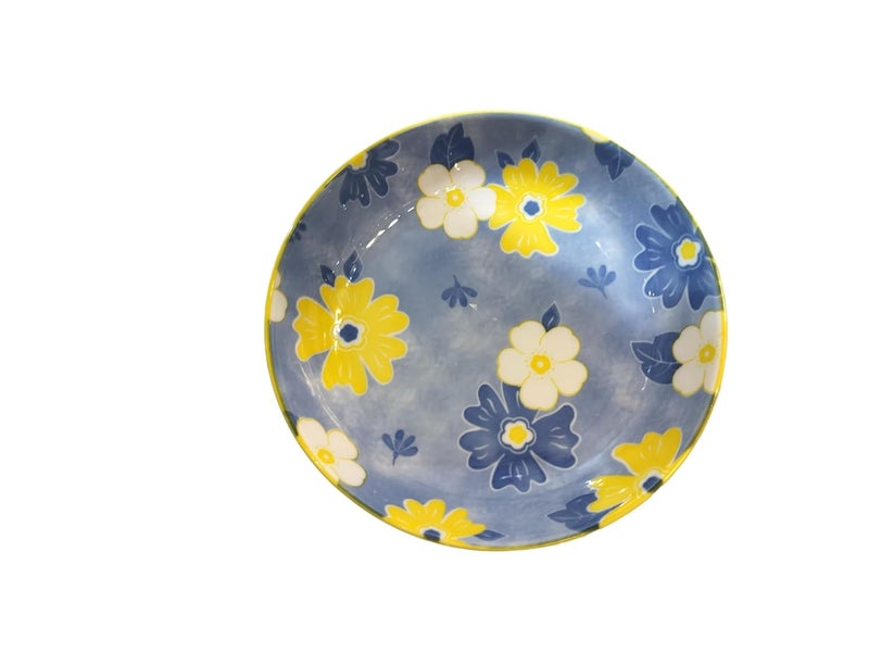 Lemon Tree Snack Serving Plate 20 cm Round Ceramic Deep Salad, Pasta Plate | Dinner Plates for Kitchen Microwave, Dishwasher & Oven Safe (Blue) - Image 5