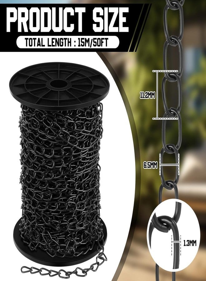 Tim Tim Agro Galvanized Steel Hanging Jack Chain, 50 ft Roll, Silver Metal Link Chain for Light Fixture, Bird Feeders, Overhead Lights, Artworks, Flowerpots, 1.3mm (Black, 50ft) - Image 3