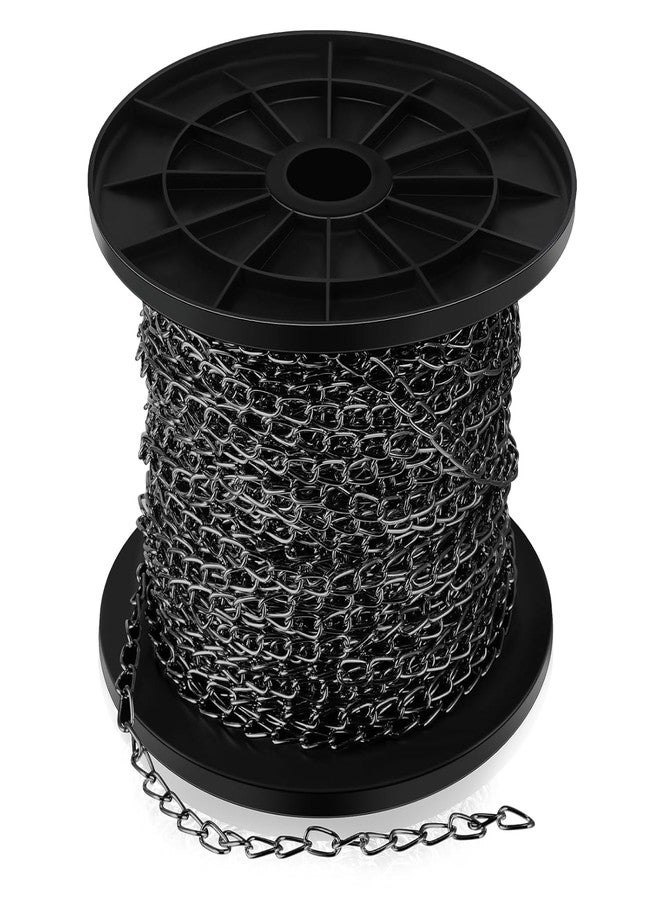 Tim Tim Agro Galvanized Steel Hanging Jack Chain, 50 ft Roll, Silver Metal Link Chain for Light Fixture, Bird Feeders, Overhead Lights, Artworks, Flowerpots, 1.3mm (Black, 50ft) - Image 1