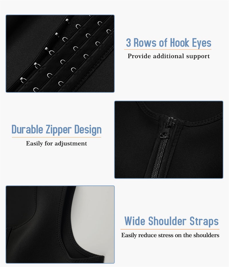 TAILONG Tummy Trimmer Body Shaper Tight Tank Top Under Shirt Chest Pull Girdle Vest Men Moobs Binder (L, Black) - Image 4