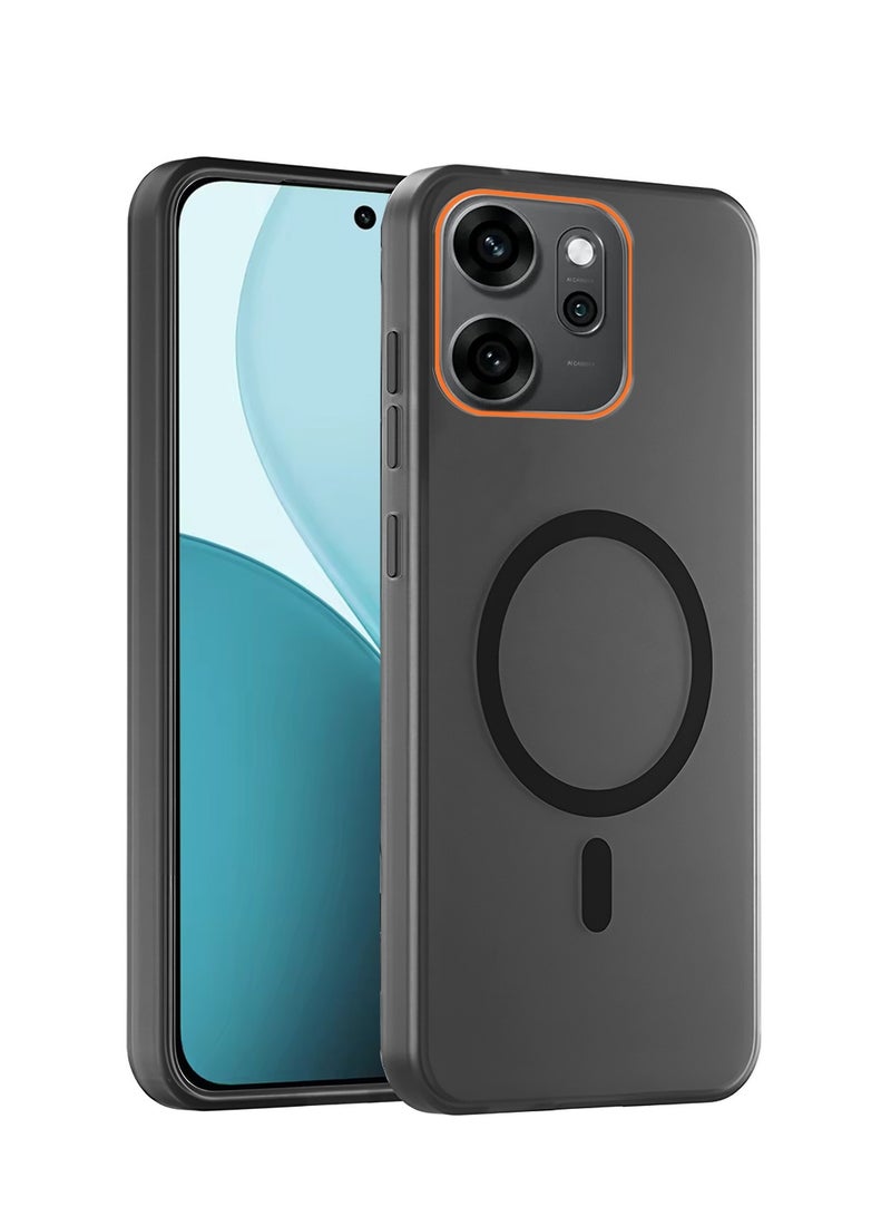 دبليو تيك غطاء حالة أنيق لـ Oppo Reno14 F 5G 2025 بهيكل هجين شفاف ومغناطيسي للشحن وحواف كاميرا مرتفعة (MCMPMN) - أسود - Image 1