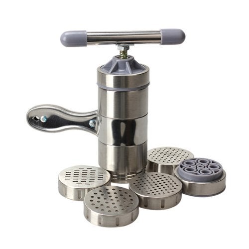 Newcreativetop Stainless Steel Manual Noodles Press Machine Pasta Maker with 5 Noodle Mould - Image 2