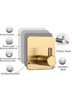 Haidue 9-Piece Adhesive Towel Hooks Gold 4.5*4.5cm  - Image 4