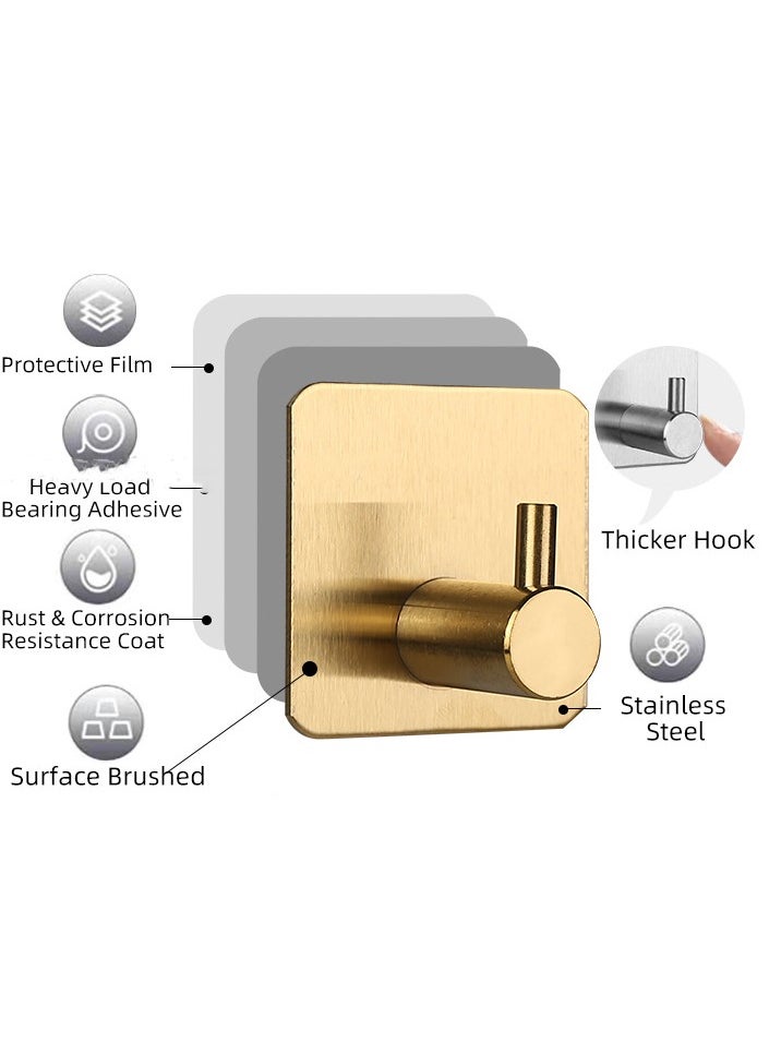Haidue 9-Piece Adhesive Towel Hooks Gold 4.5*4.5cm  - Image 4