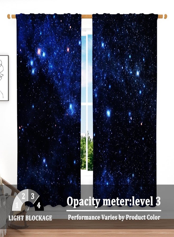 Renaiss 42 x 84 Inch Galaxy Curtains Space Nebula Universe Fantasy Star Curtains Light Filtering Rod Pocket Curtain for Kids Boy Bedroom Decor Space Theme Curtain Drapes Heavy Linen 2 Panels - Image 3