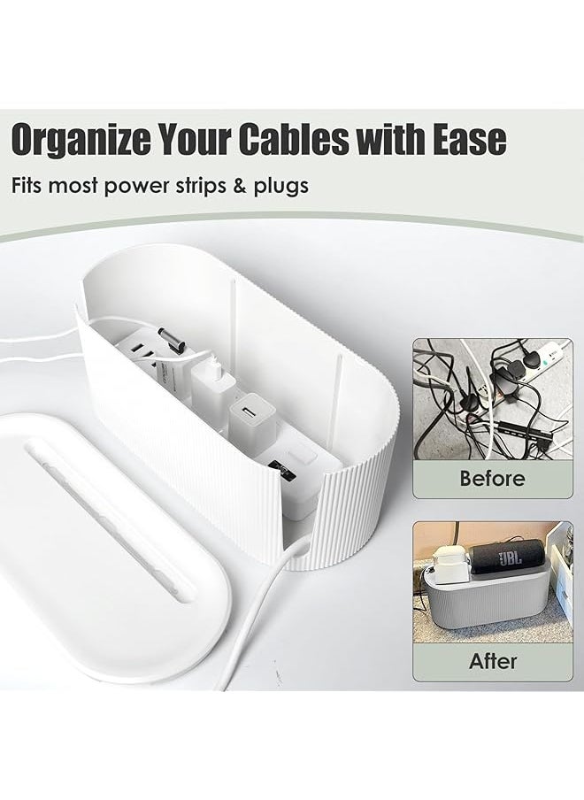 erorex Small Cable Management Box Extension Cord Organizer Box Cord Hider For Power Stripe Surge Protector Wire Management Concealer Cover Hider For Desktop Home Office Kitchen White  - Image 3
