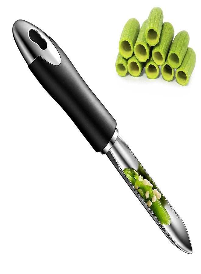 BOHUIZ Stainless Steel Jalapeno Corer Tool, Jalapeno Pepper Corer Vegetable Fruit Seed Corers Zucchini Cucumber Remover Tool with Serrated Edge - Image 1
