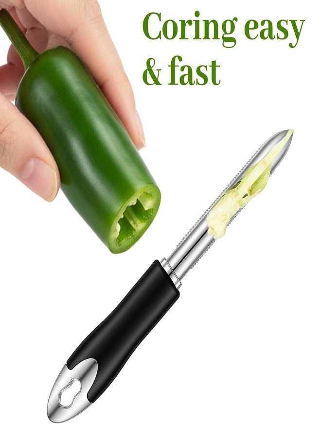 BOHUIZ Stainless Steel Jalapeno Corer Tool, Jalapeno Pepper Corer Vegetable Fruit Seed Corers Zucchini Cucumber Remover Tool with Serrated Edge - Image 3