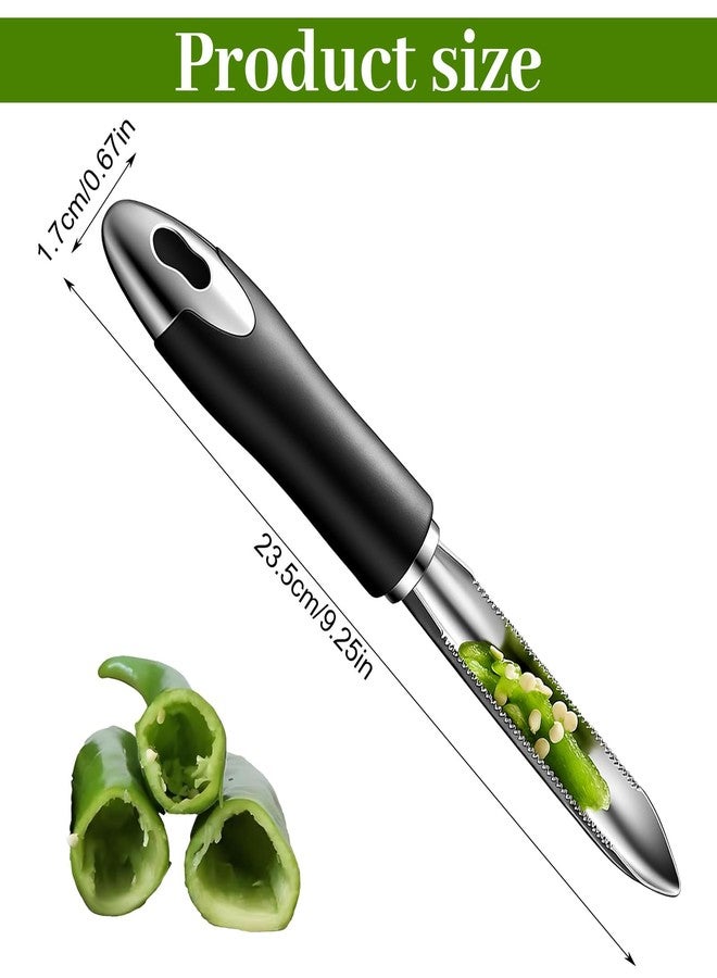 BOHUIZ Stainless Steel Jalapeno Corer Tool, Jalapeno Pepper Corer Vegetable Fruit Seed Corers Zucchini Cucumber Remover Tool with Serrated Edge - Image 2