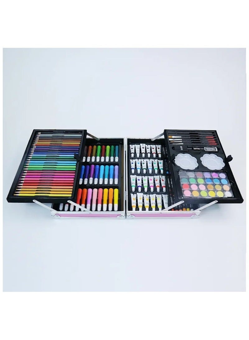 مجموعة أدوات فنية جديدة مكونة من 145 قطعة لرسم يونيكورن للأطفال والبنات والأولاد والمراهقين، علبة خشبية لأدوات الرسم الفنية، أقلام تلوين وأقلام تلوين للفنانين والأطفال - Image 5
