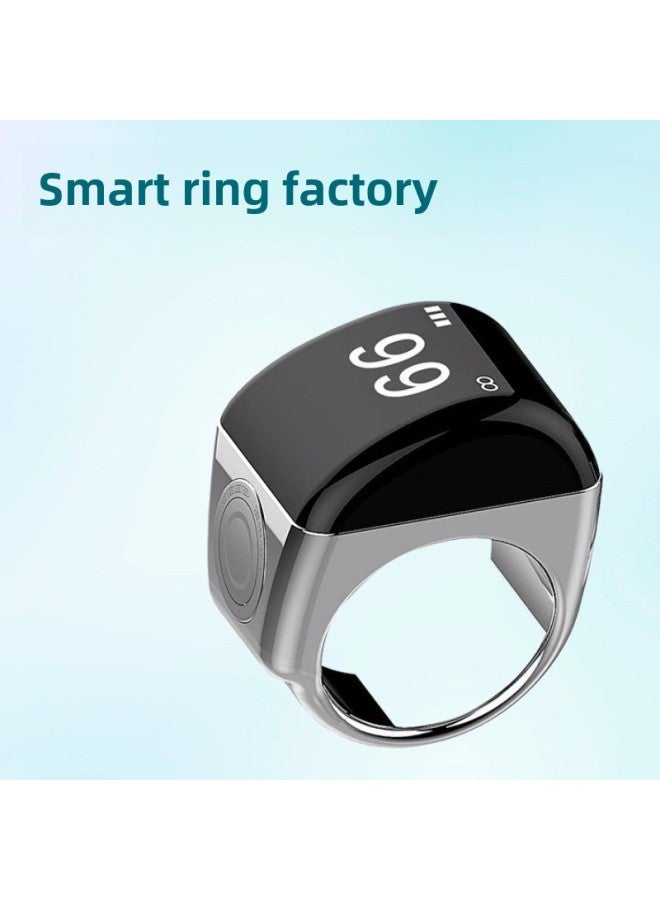 Cross Border Equantu Style Smart Ring Counter Time Reminder Smart Ring Counter Ring-Color:Zinc Alloy Silver 18mm  - Image 4