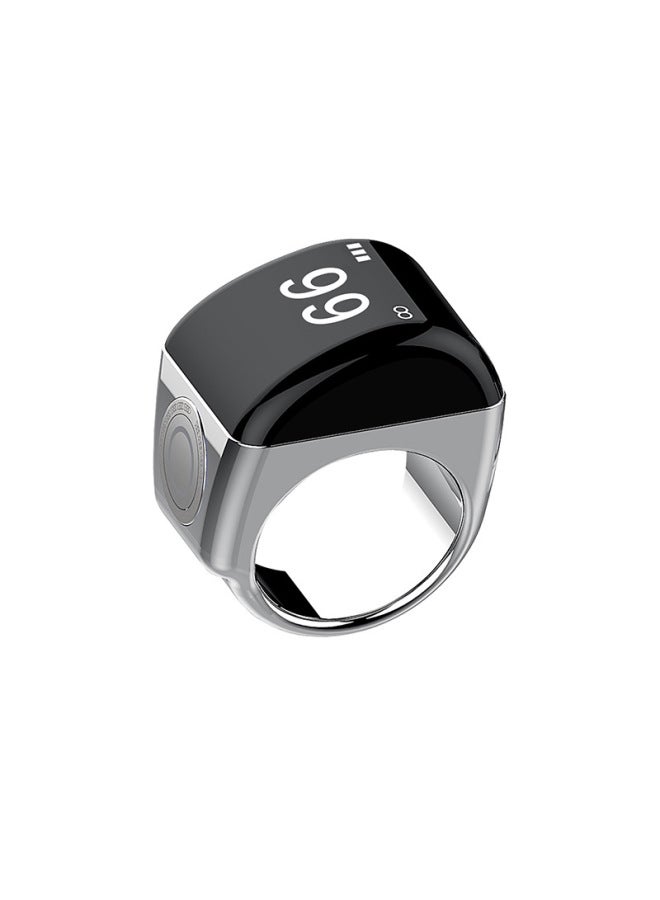 Cross Border Equantu Style Smart Ring Counter Time Reminder Smart Ring Counter Ring-Color:Zinc Alloy Silver 18mm  - Image 1
