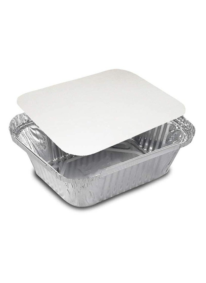 Silver Aluminum Foil Container With Lid For Food Storage Box 450 ml Pack Of 50