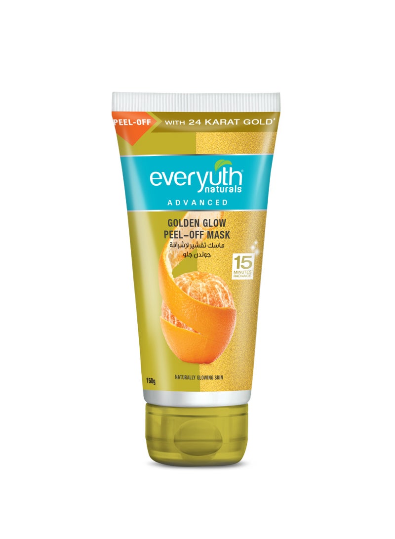Everyuth Naturals Golden Glow Peel-off Mask for Instant Glow|24K Gold & Orange Peel Extract|Deep Cleansing, Hydrating & Revitalizing|Natural Shine & Radiance in 15 mins|For All Skin Types - 150g - Image 1